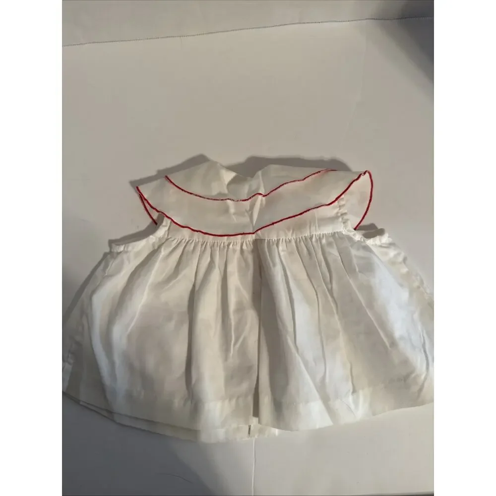 Vintage Maximum Strawberry Embroidered Baby Blouse 3–6 Months White Red Trim